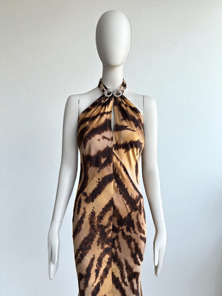Roberto Cavalli 2007 Leopard Maxi Silk Gown
