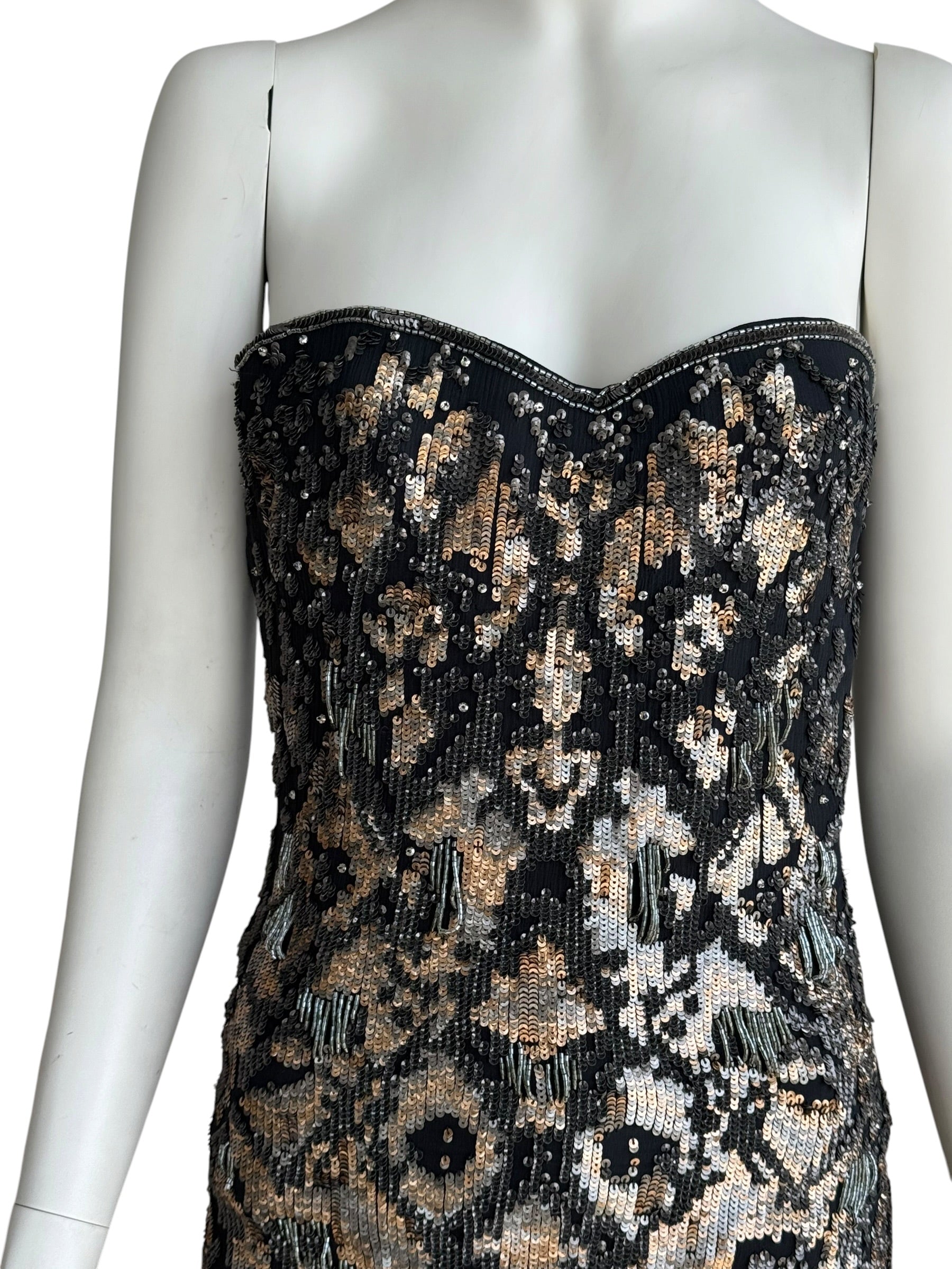 Roberto Cavalli Vintage Embellished Strapless Mini Dress