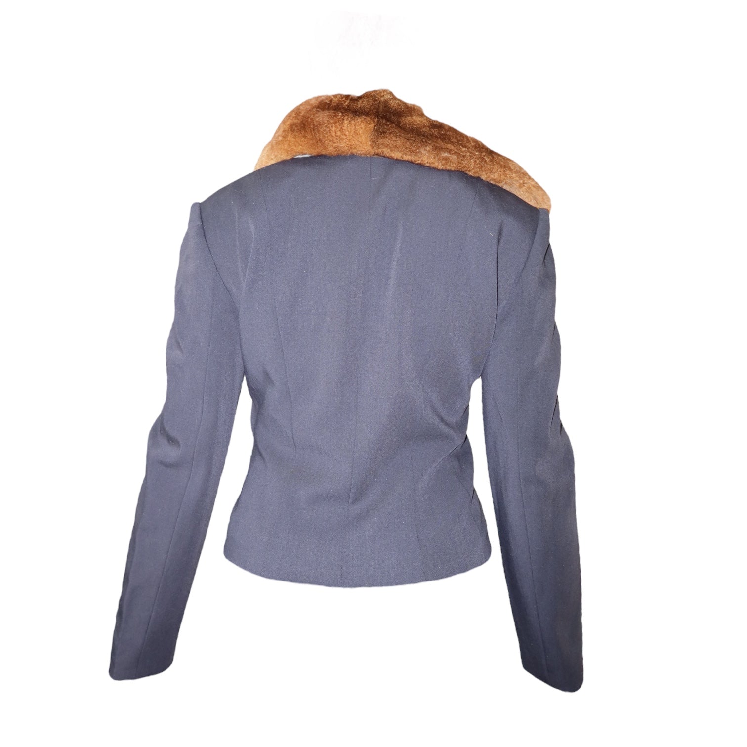 Christian Dior Wool Double-Breasted Jacket with Chinchilla Fur Trim