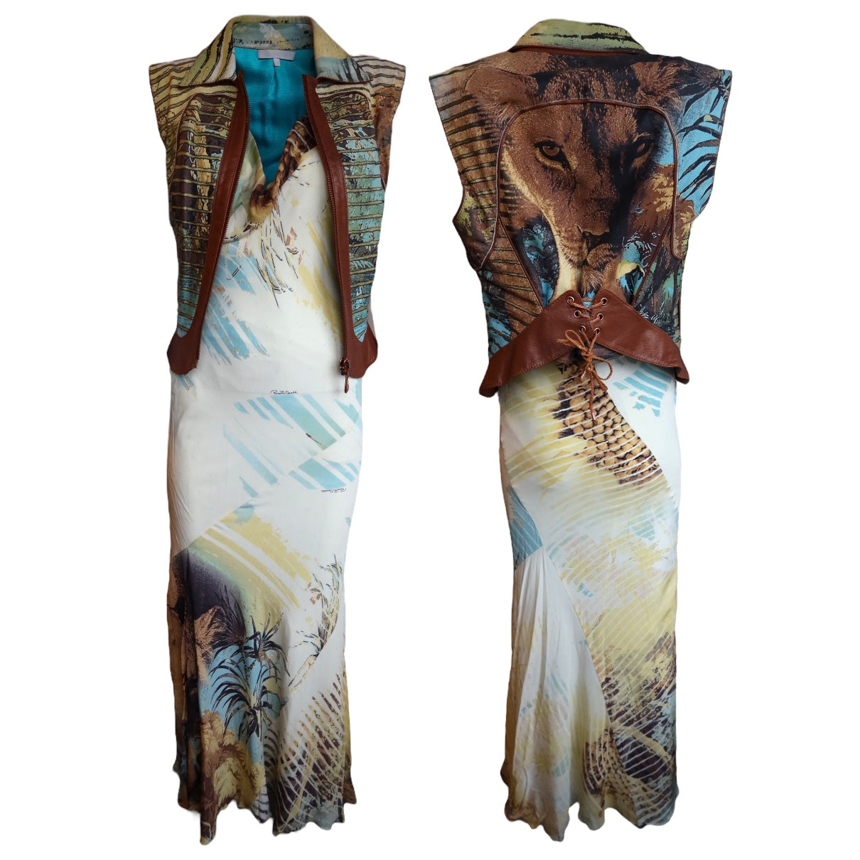 Roberto Cavalli S/S 2002 Lion Silk Set