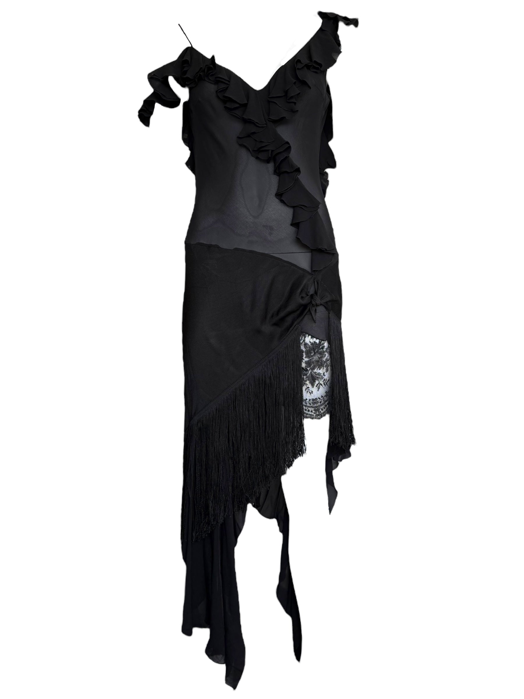 John Galliano S/S 1997 Silk Chiffon Fringe Dress