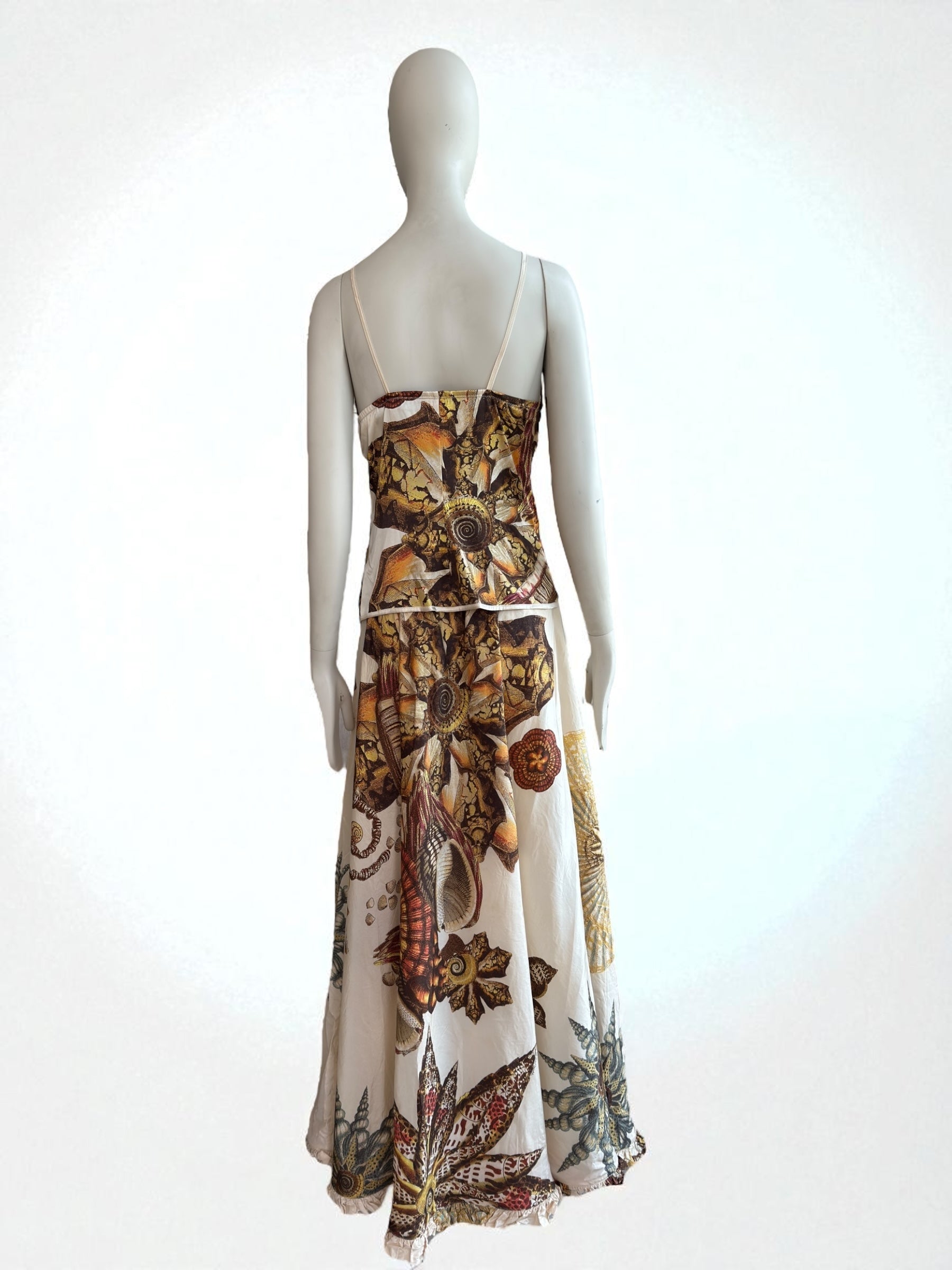 Roberto Cavalli S/S 2005 Silk Seashell Print Cream Set