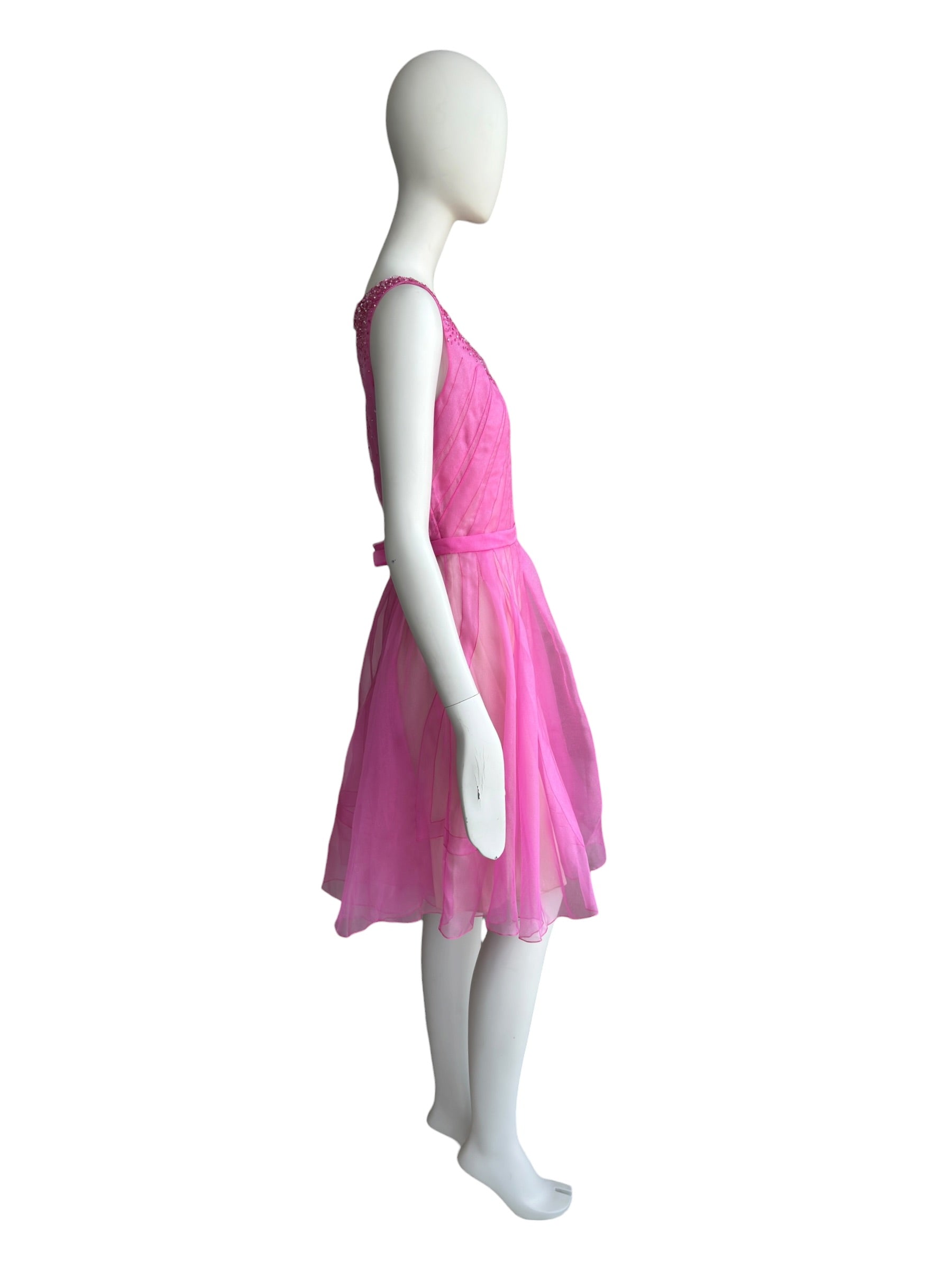Christian Dior Pink Silk Beaded Mini Dress