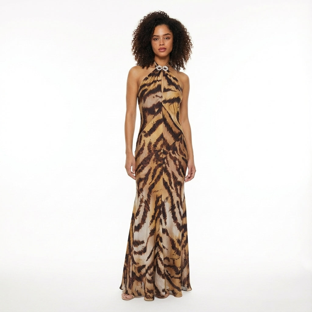 Roberto Cavalli 2007 Leopard Maxi Silk Gown