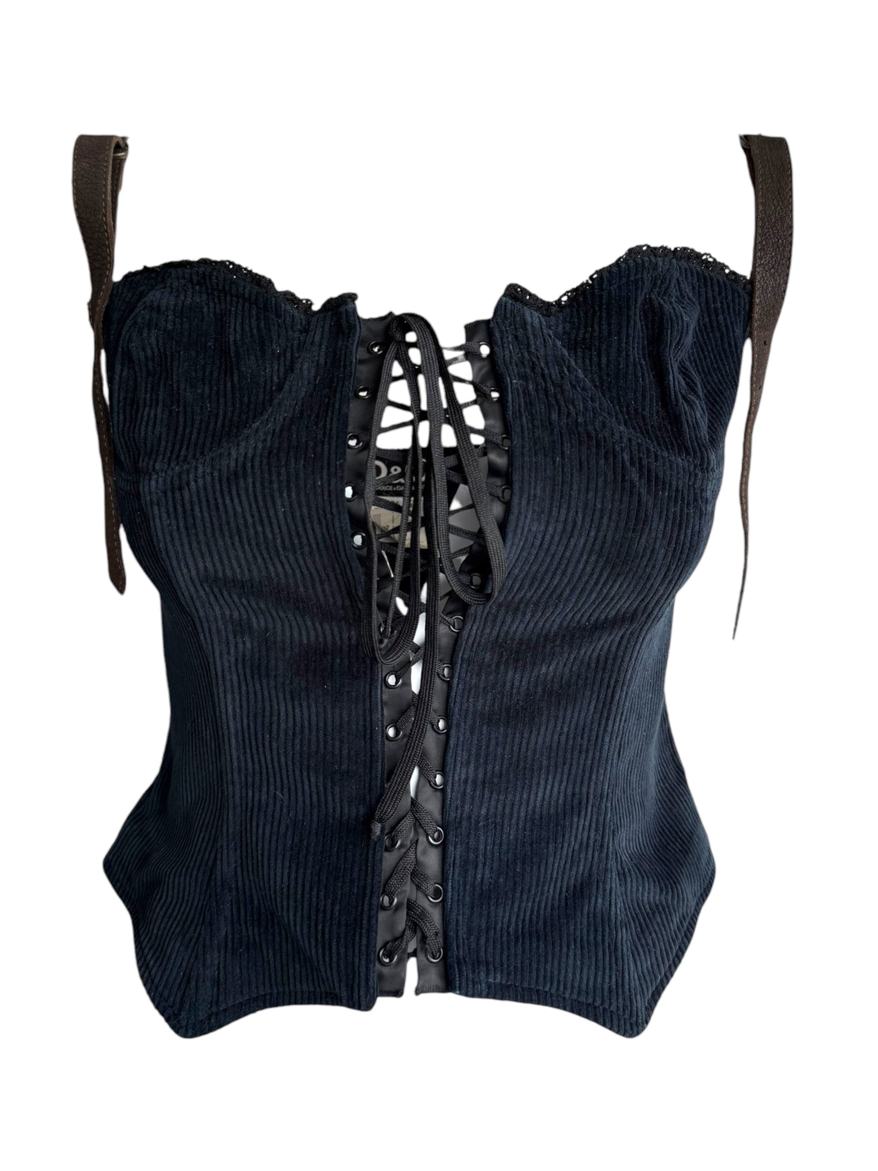 Dolce & Gabbana D&G F/W 2002 Corduroy Bustier Top