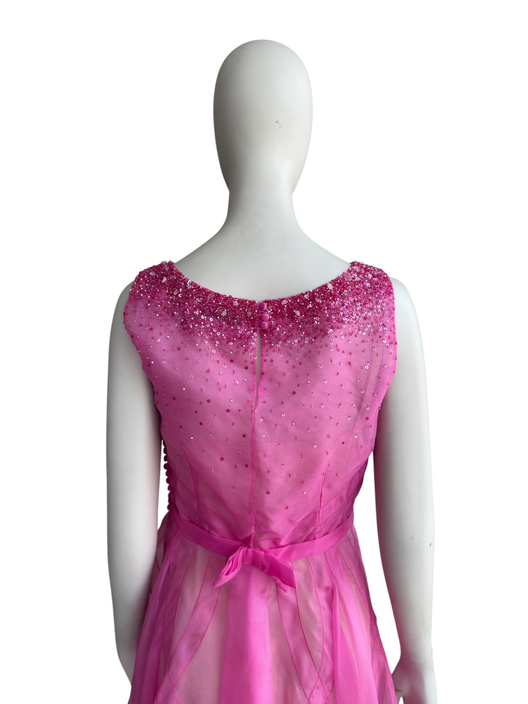 Christian Dior Pink Silk Beaded Mini Dress