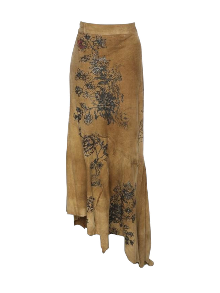 Roberto Cavalli S/S 2003 Tattoo Tiger Suede Skirt