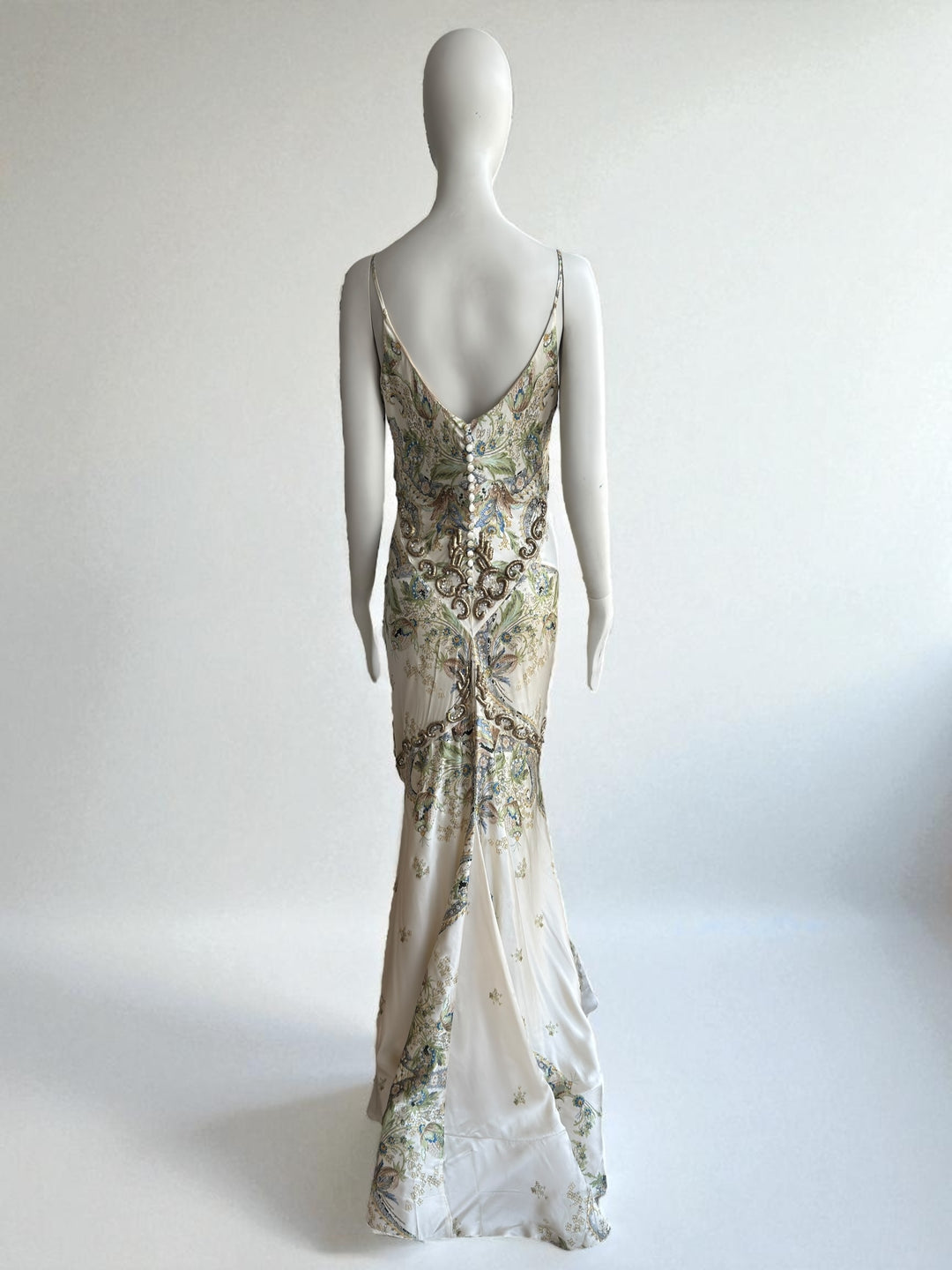Roberto Cavalli 2004 Crystal-Embellished Silk Gown