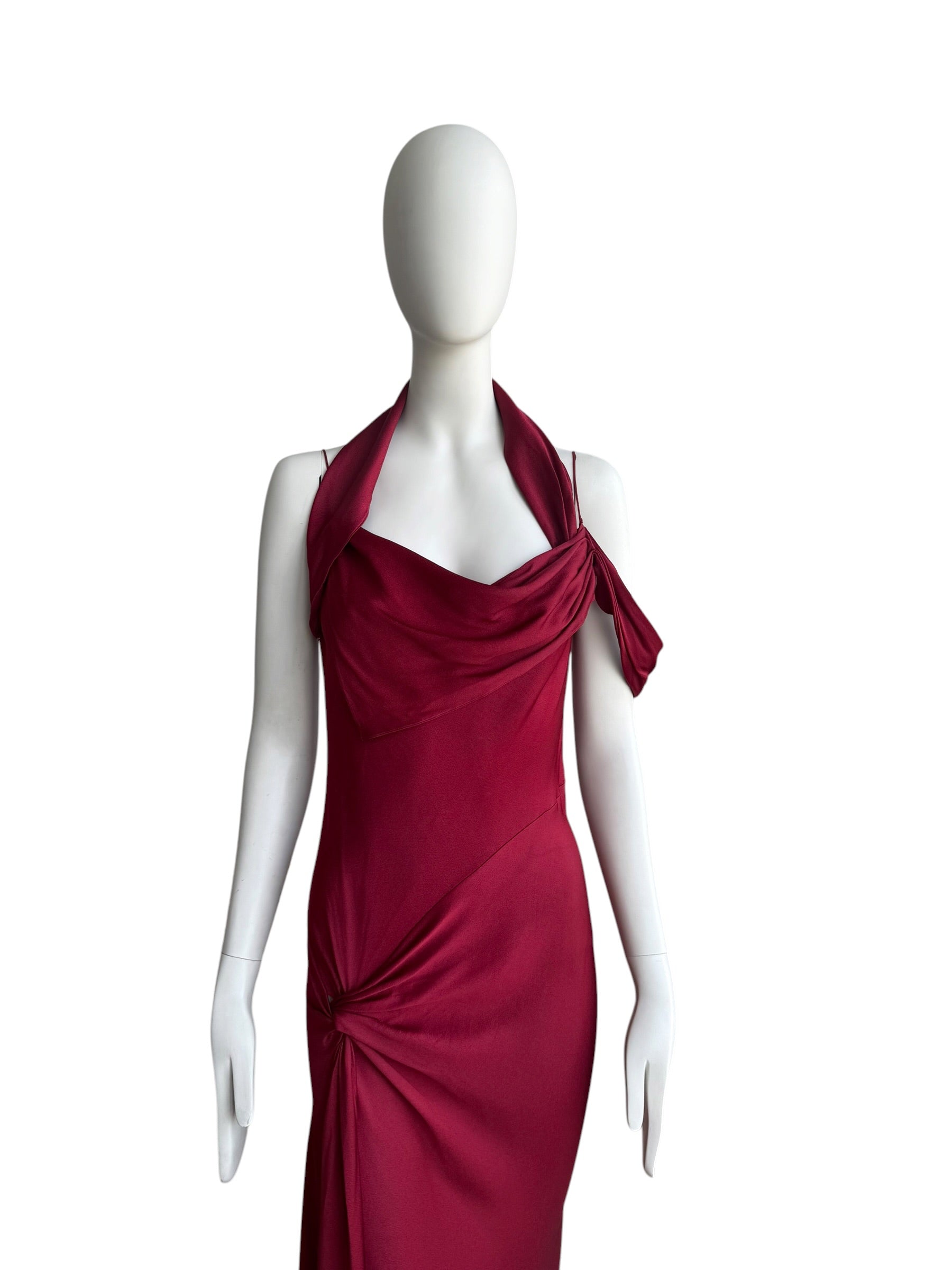John Galliano F/W 1999 Crimson Bias Cut Satin Evening Gown