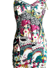 Christian Dior S/S 2004 Gispy Gitane Tattoo Silk Dress