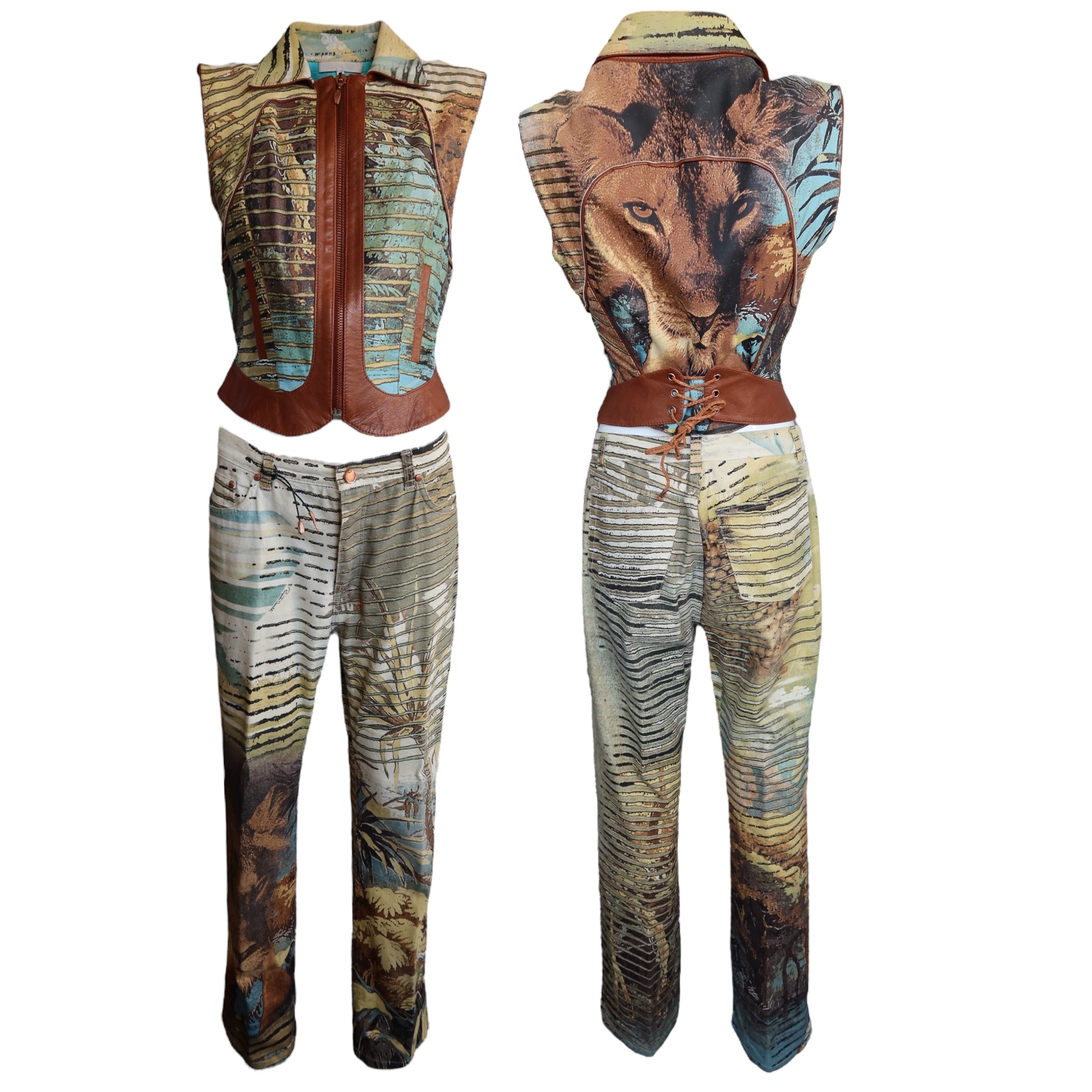 Roberto Cavalli S/S 2002 Lion Set – Leather Jacket & Jeans