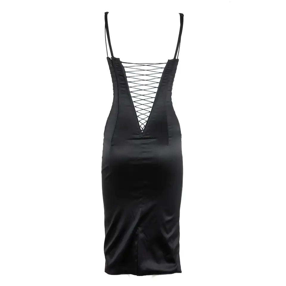 Dolce & Gabbana F/W 2003 Plunging Corset Lace Up Mini Dress