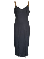 John Galliano F/W 2004 Grey Midi Dress with Suede Straps