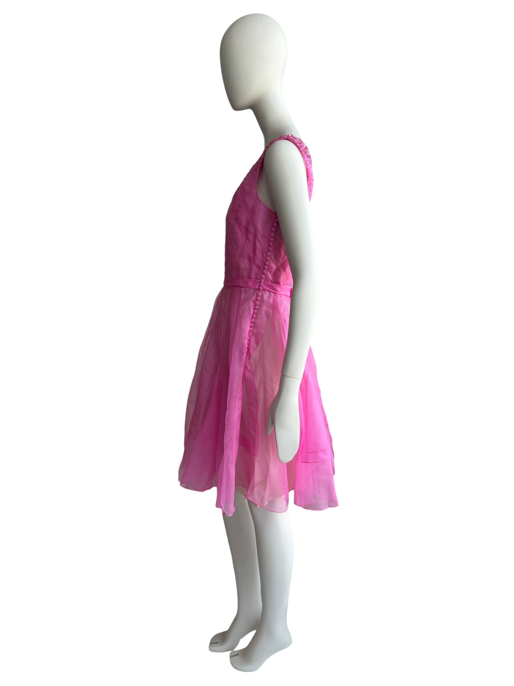 Christian Dior Pink Silk Beaded Mini Dress
