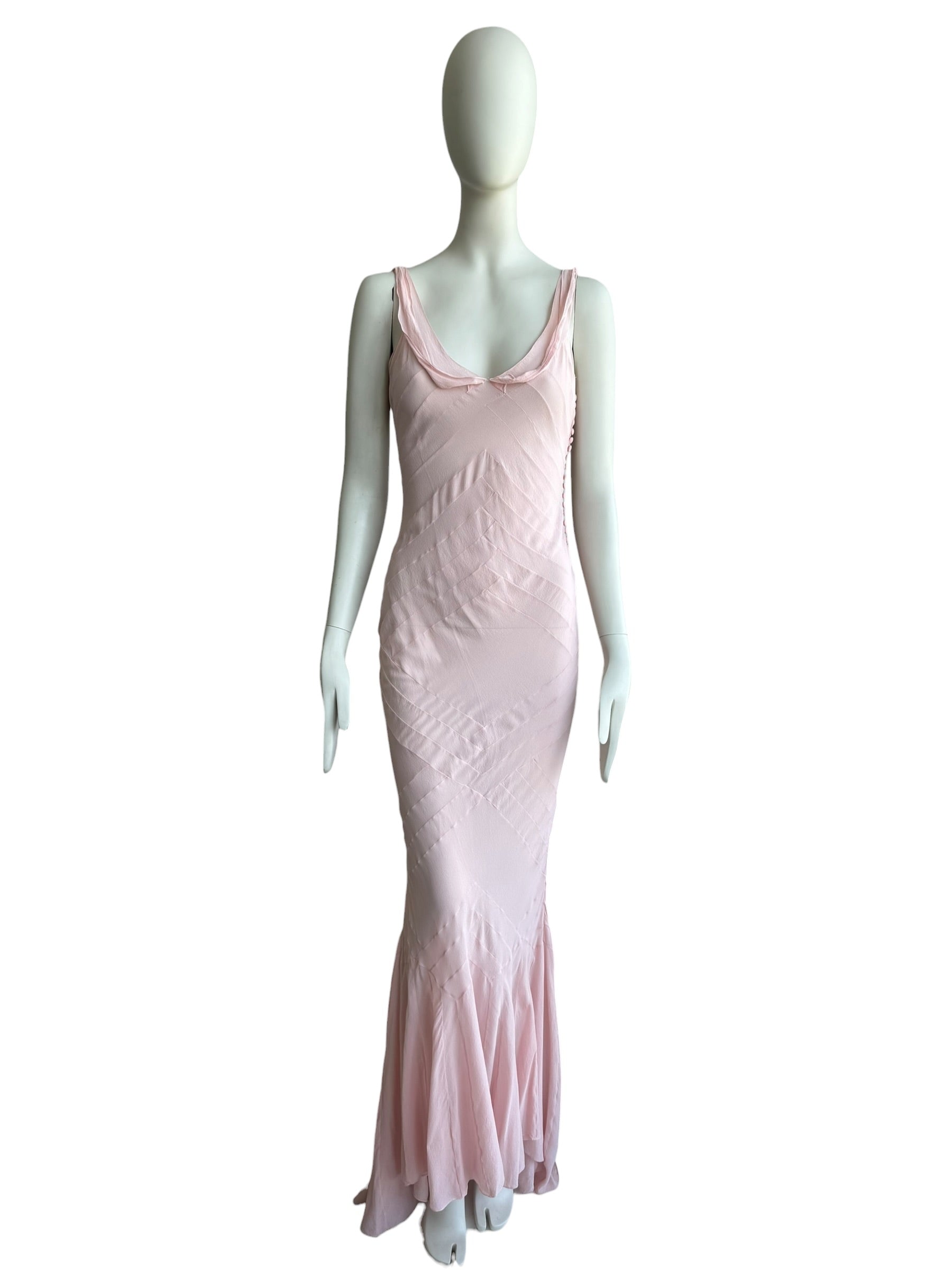 Bundle Christian Dior by John Galliano F/W 2004 Ruffle Silk Gown and Christian Dior By John Galliano F/W 2004 Pink Chiffon Bias Cut Gown