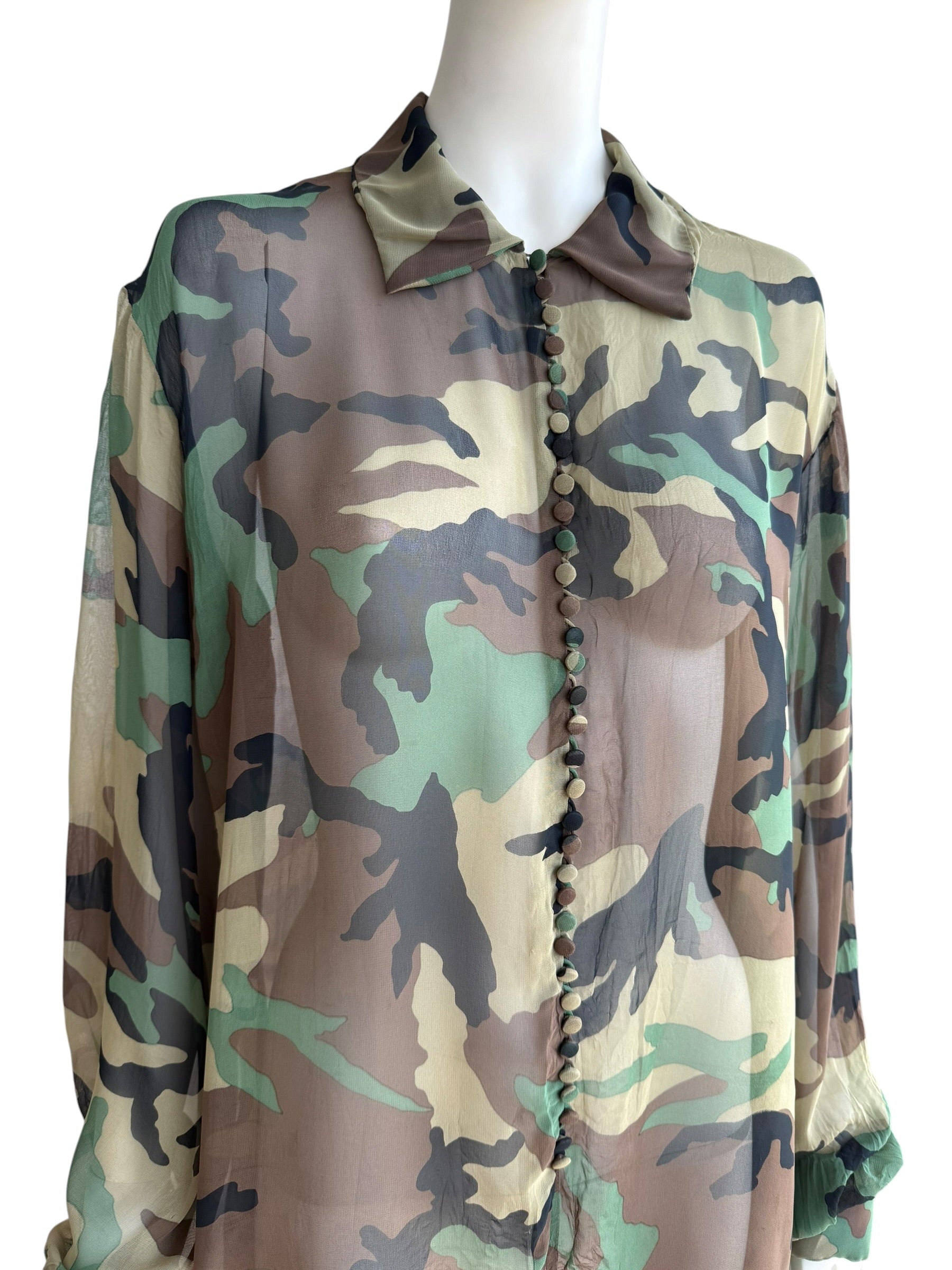 Christian Dior S/S 2001 Camouflage Chiffon Silk