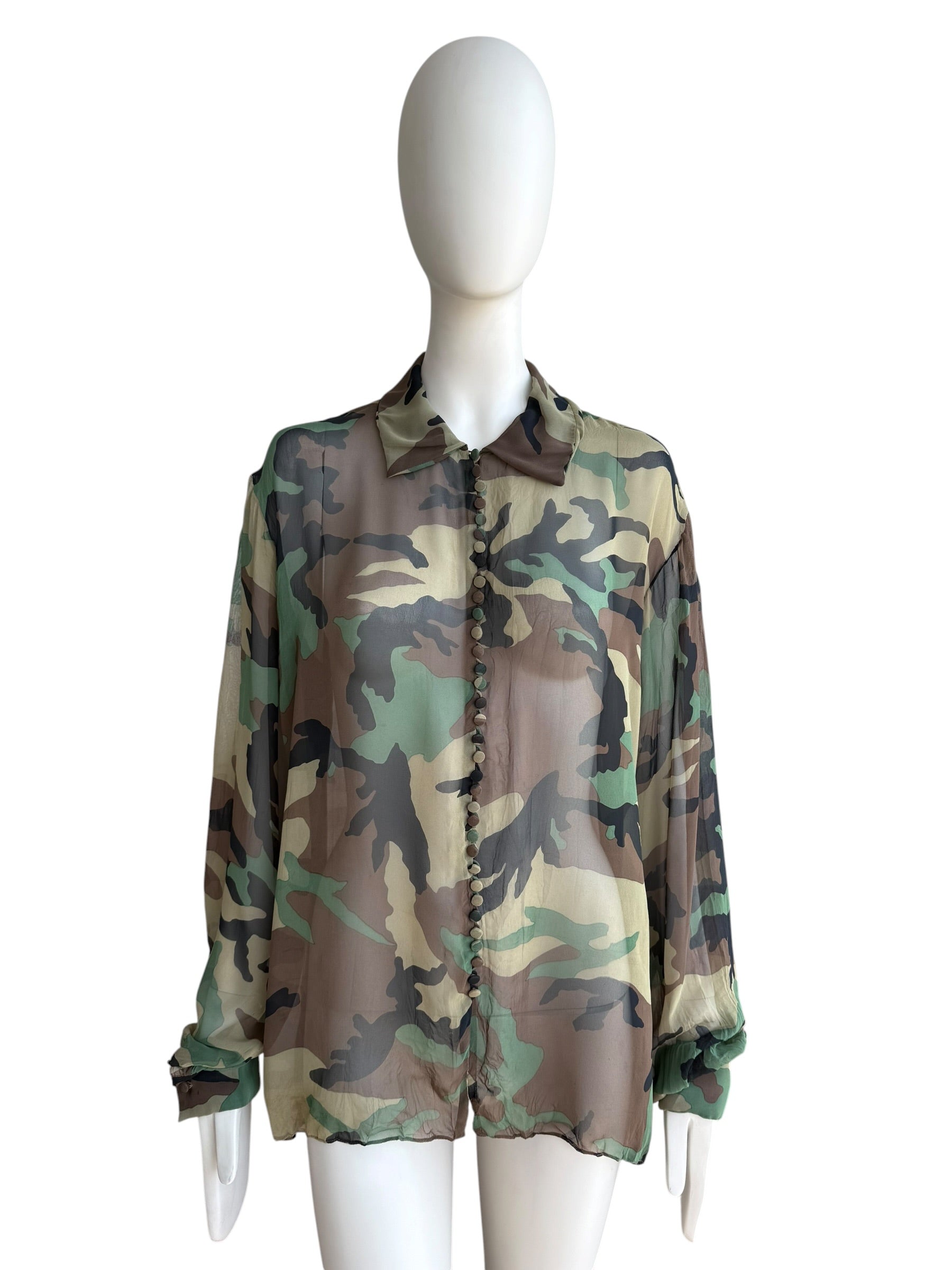 Christian Dior S/S 2001 Camouflage Chiffon Silk