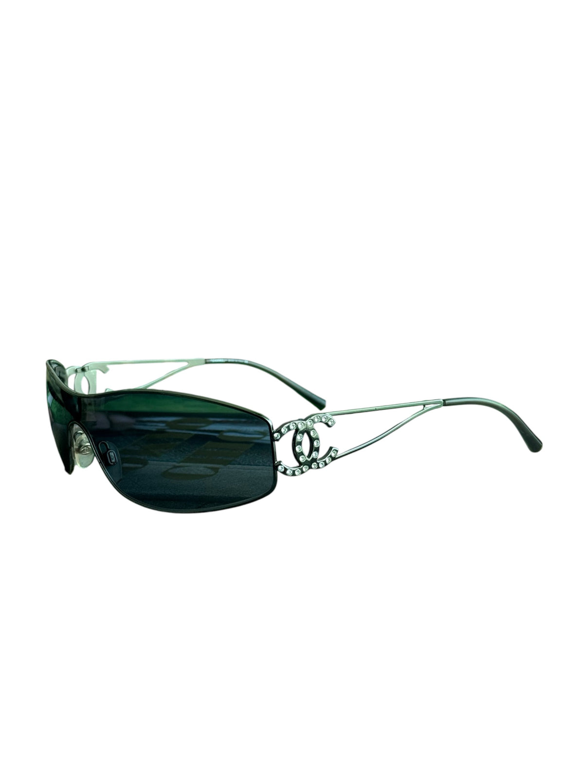 Vintage Chanel 4073B CC Swarovski Crystal Shield Sunglasses