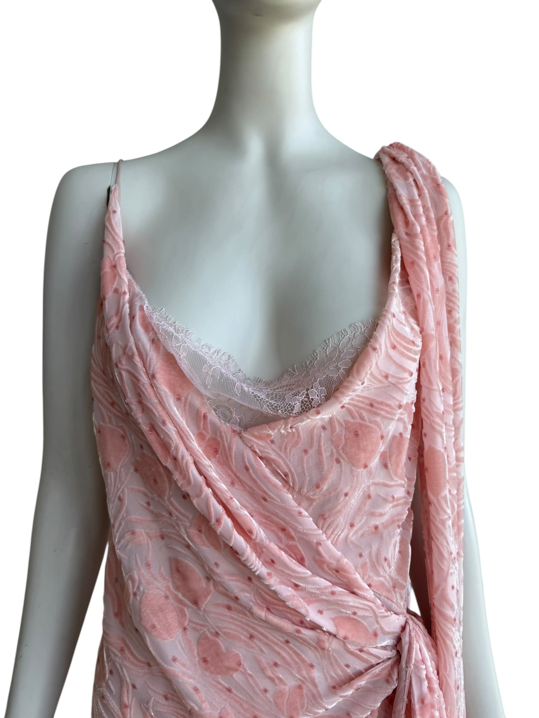 John Galliano F/W 2003 Velvet Silk Draped Dress