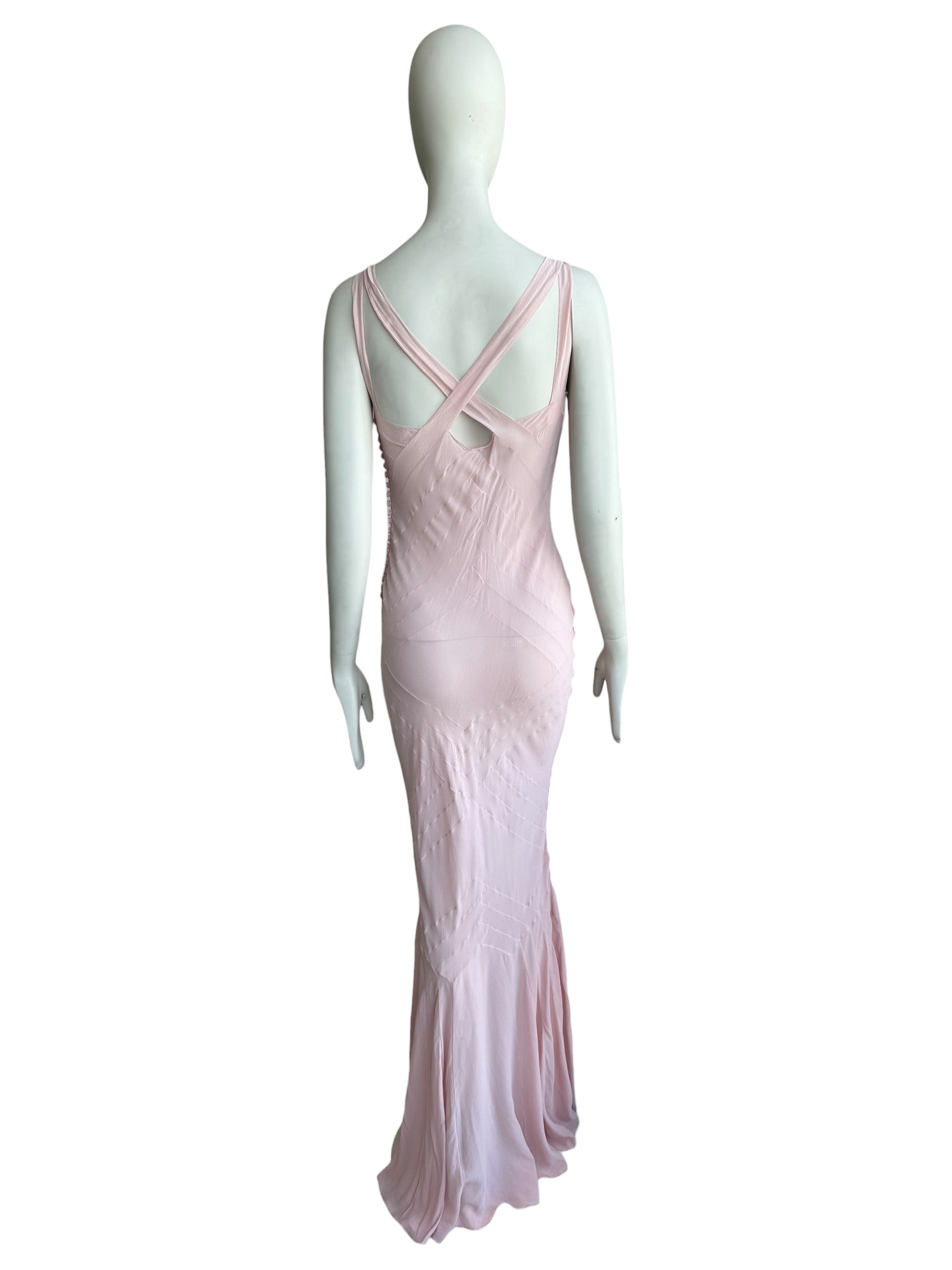 Bundle Christian Dior by John Galliano F/W 2004 Ruffle Silk Gown and Christian Dior By John Galliano F/W 2004 Pink Chiffon Bias Cut Gown