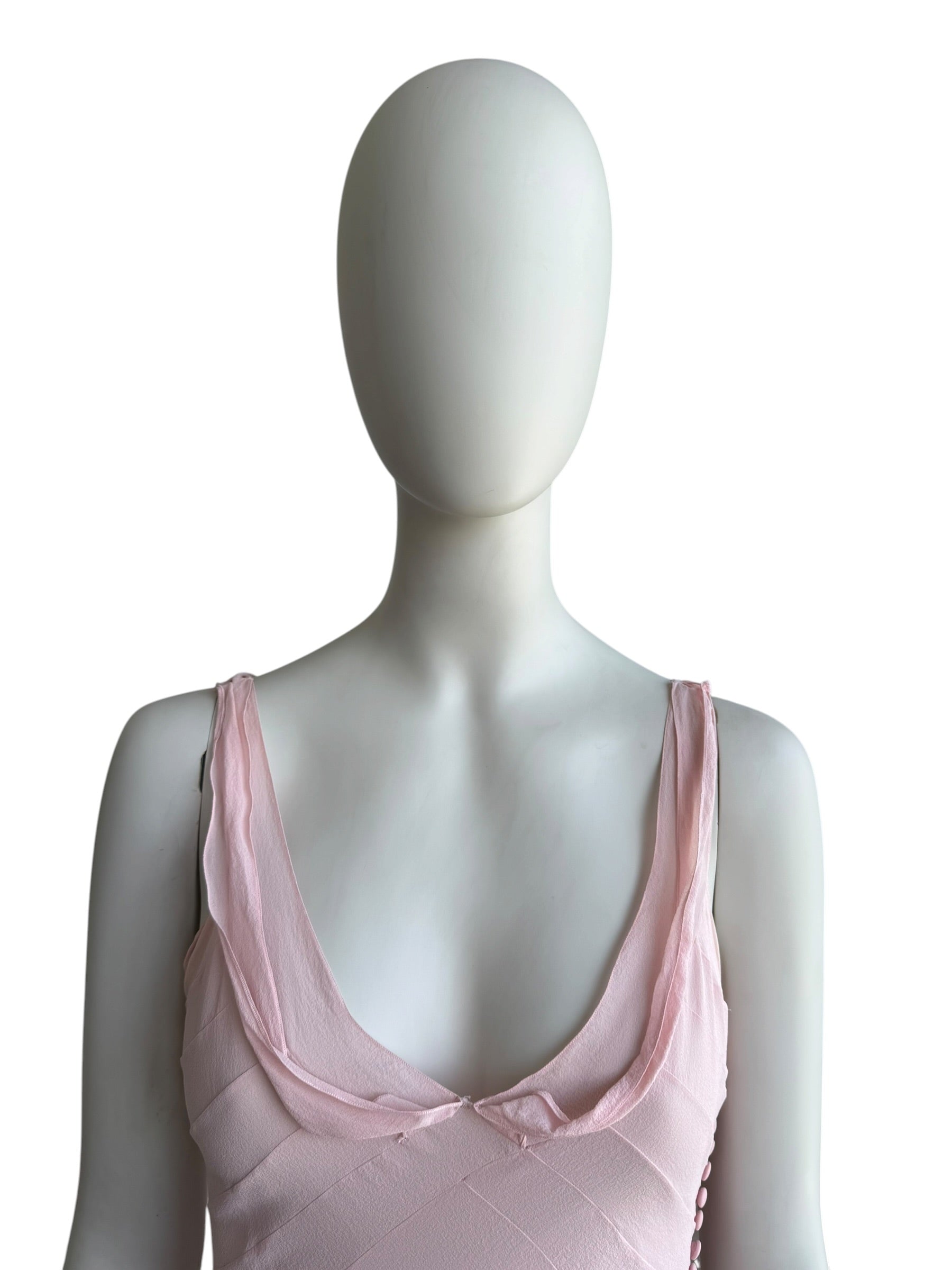 Bundle Christian Dior by John Galliano F/W 2004 Ruffle Silk Gown and Christian Dior By John Galliano F/W 2004 Pink Chiffon Bias Cut Gown