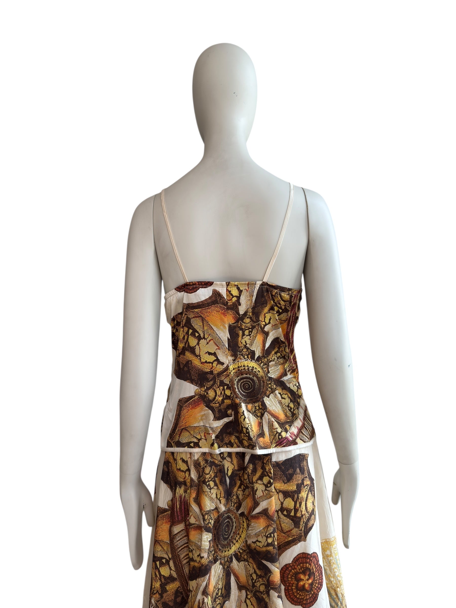 Roberto Cavalli S/S 2005 Silk Seashell Print Cream Set