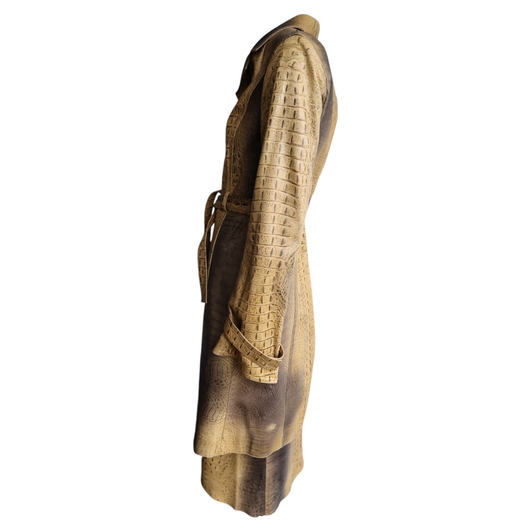 Roberto Cavalli F/W 2000 Croc Leather Trenchcoat And Skirt