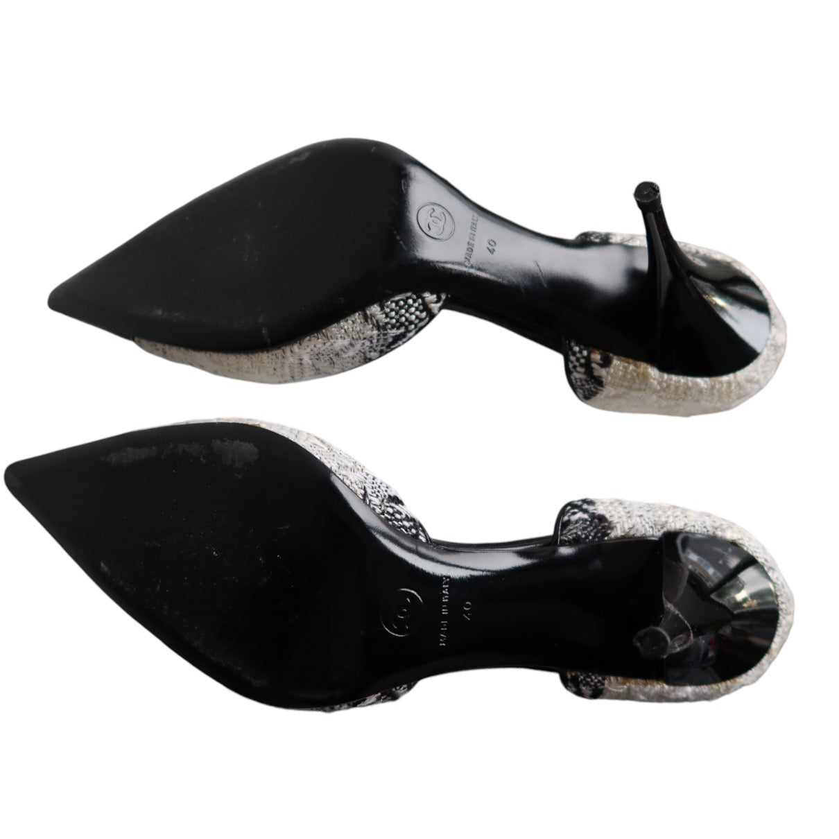 Chanel Black and White Tweed D’Orsay Pumps