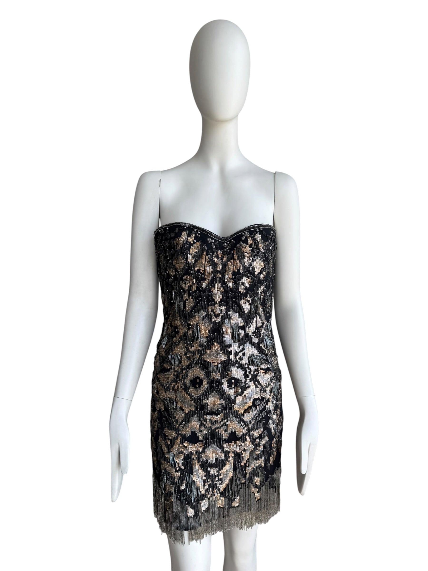 Roberto Cavalli Vintage Embellished Strapless Mini Dress