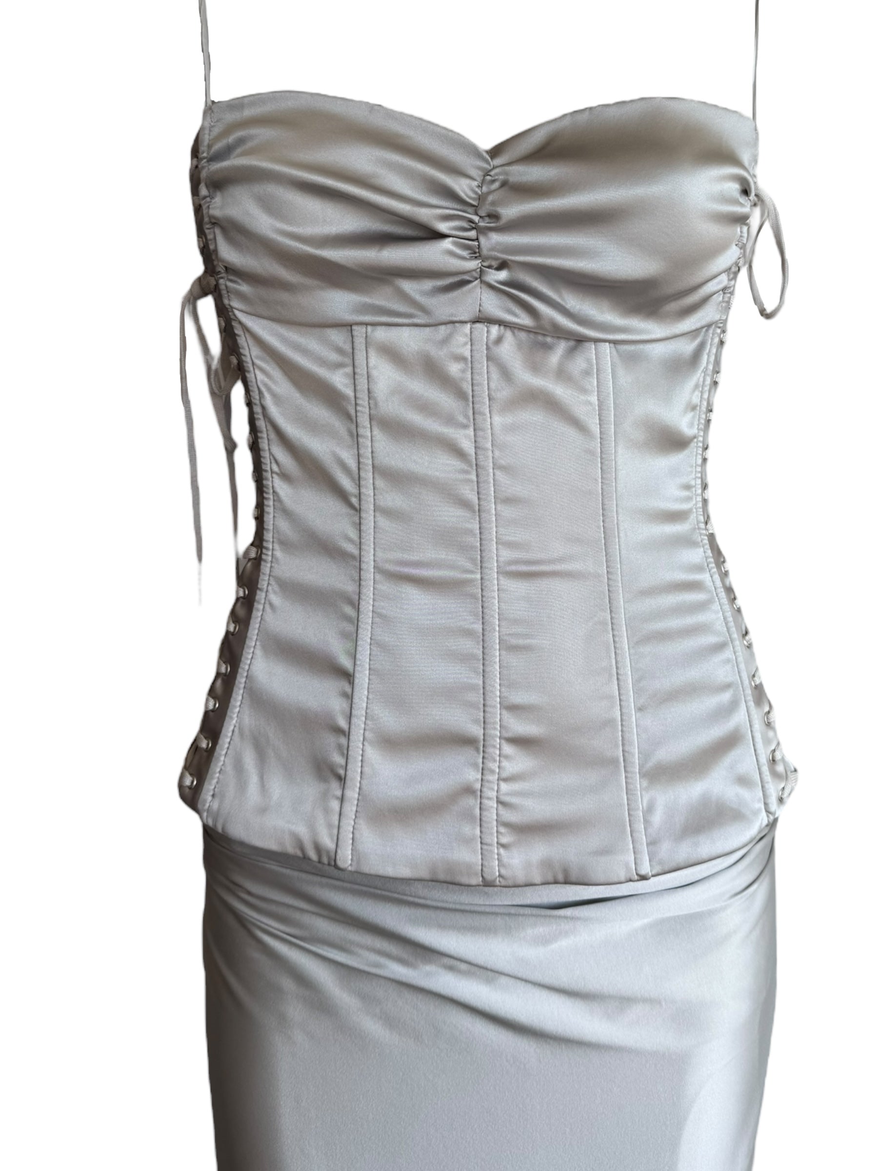 Dolce & Gabbana S/S 2003 Silk Corset Lace-Up Sarong Set