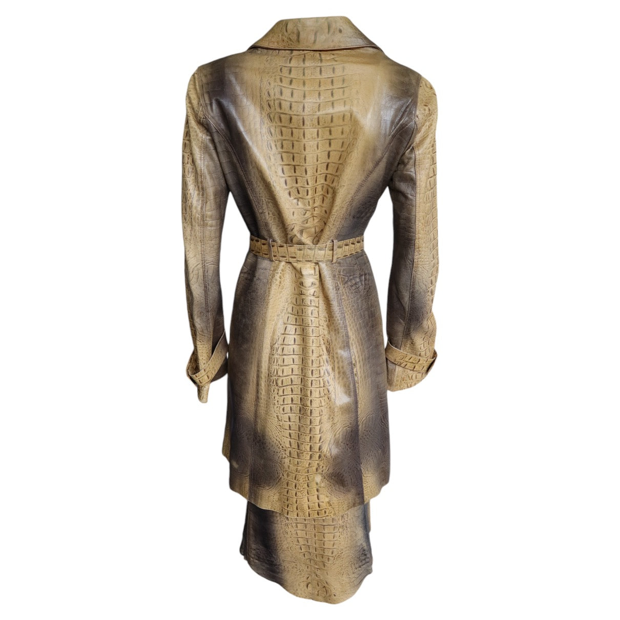 Roberto Cavalli F/W 2000 Croc Leather Trenchcoat And Skirt