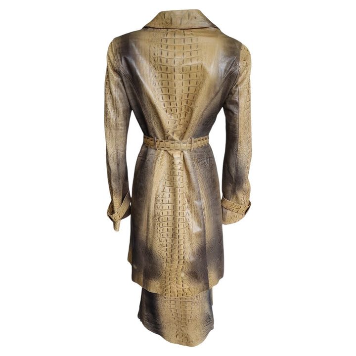 Roberto Cavalli F/W 2000 Croc Leather Trenchcoat And Skirt