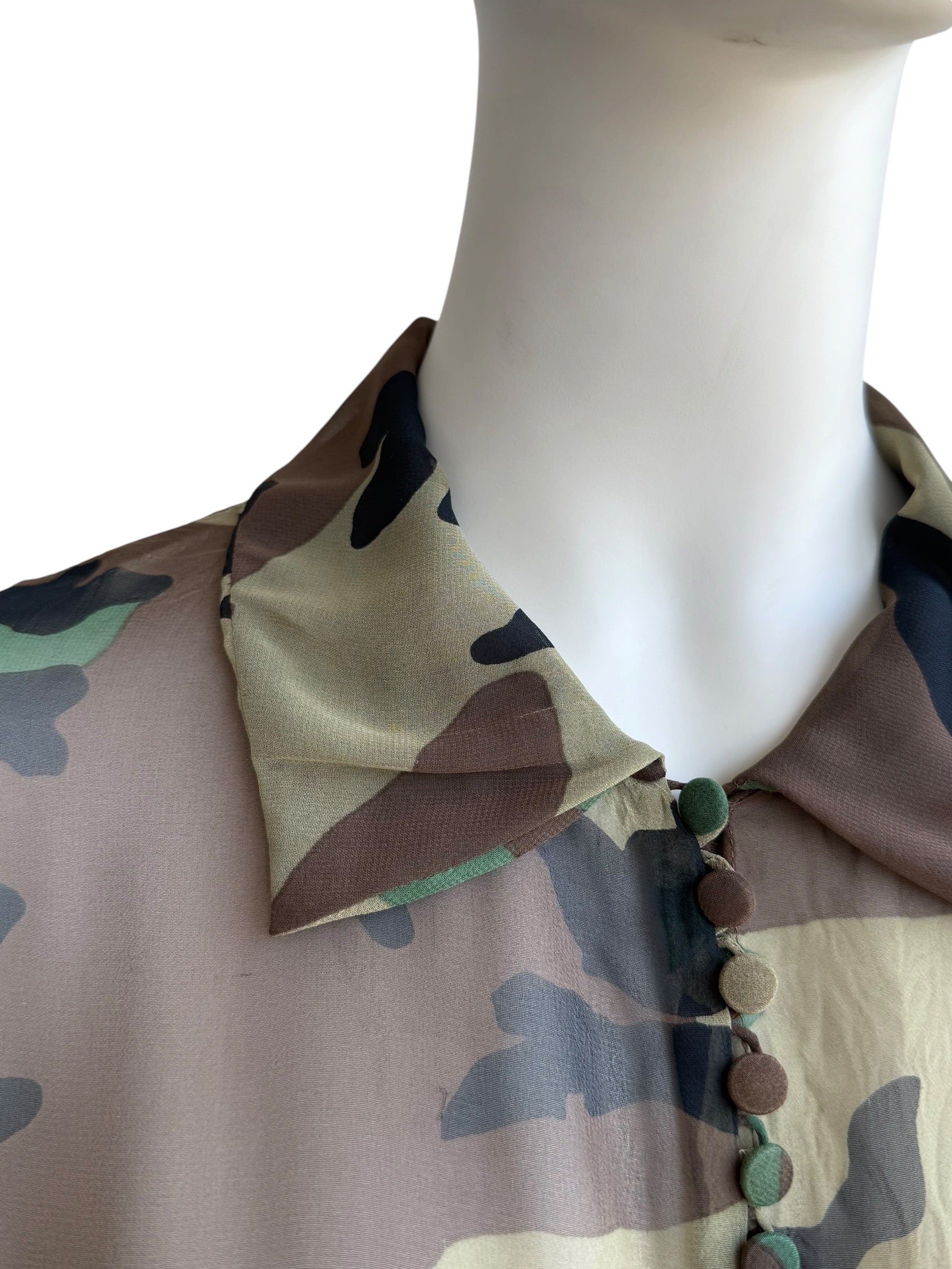 Christian Dior S/S 2001 Camouflage Chiffon Silk