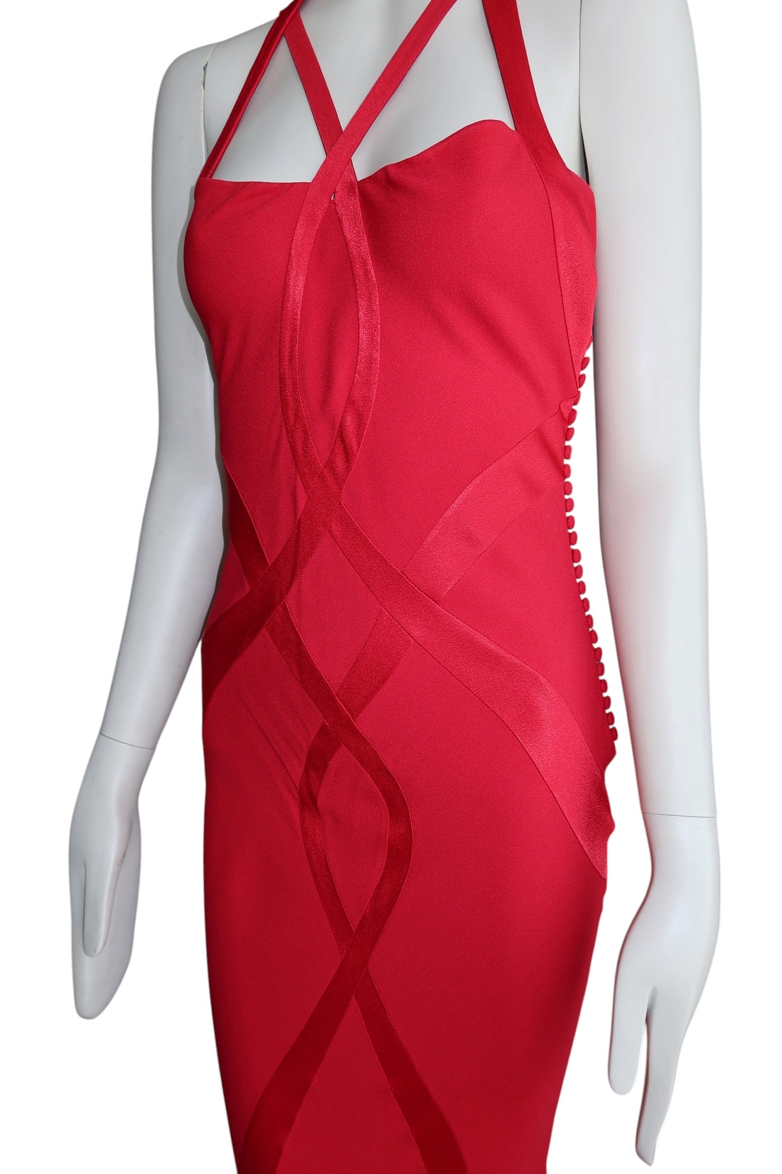 Christian Dior F/W 2004 by John Galliano Red Bias Flare Evening Gown