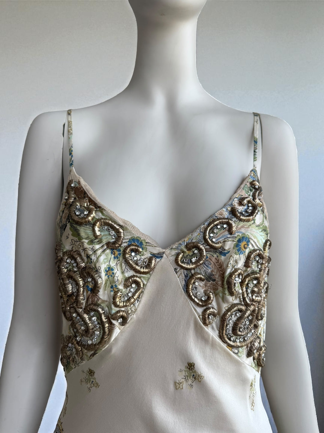 Roberto Cavalli 2004 Crystal-Embellished Silk Gown