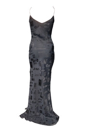 John Galliano S/S 2002 Formula 1 Silk Print Slip Maxi Dress