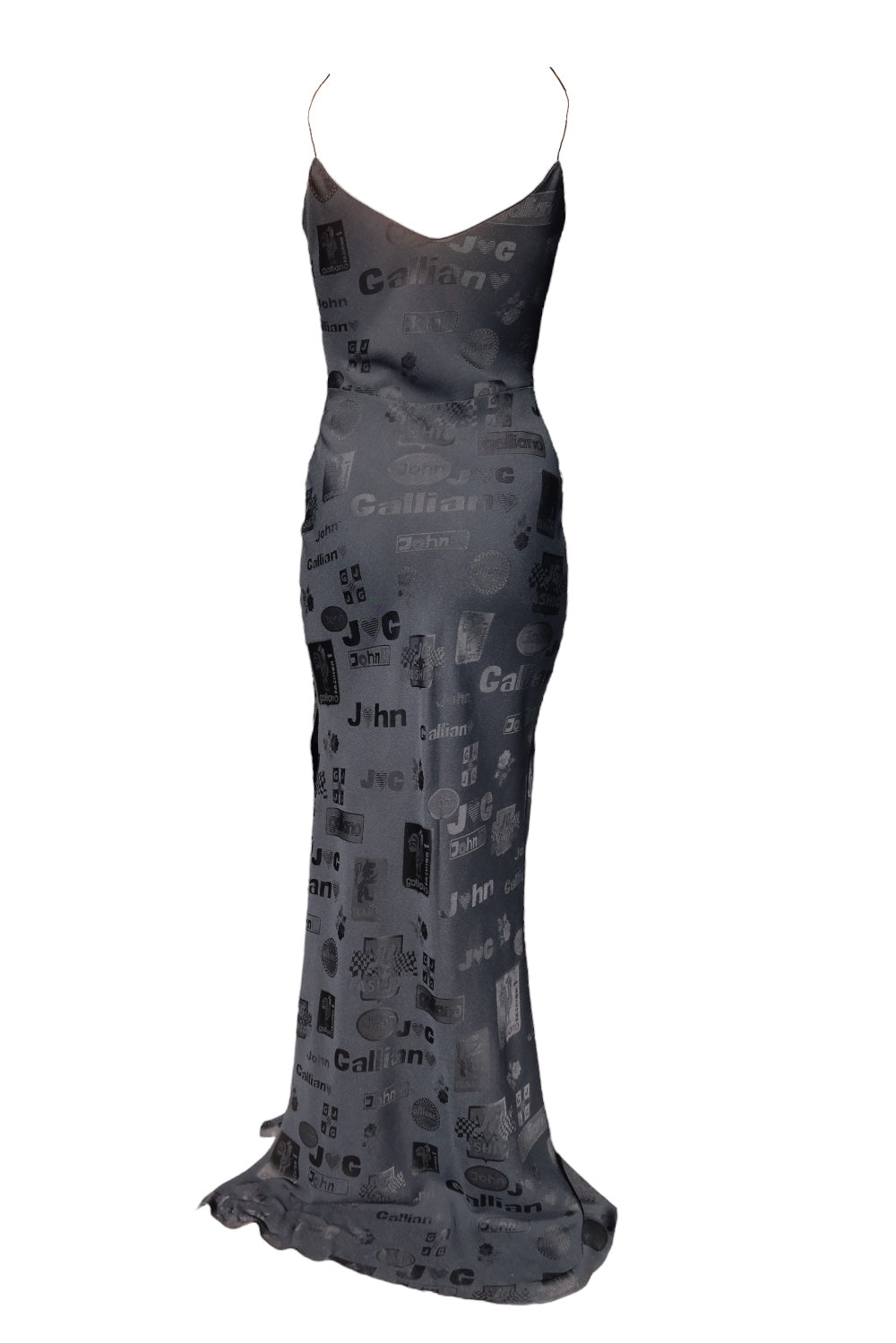 John Galliano S/S 2002 Formula 1 Silk Print Slip Maxi Dress