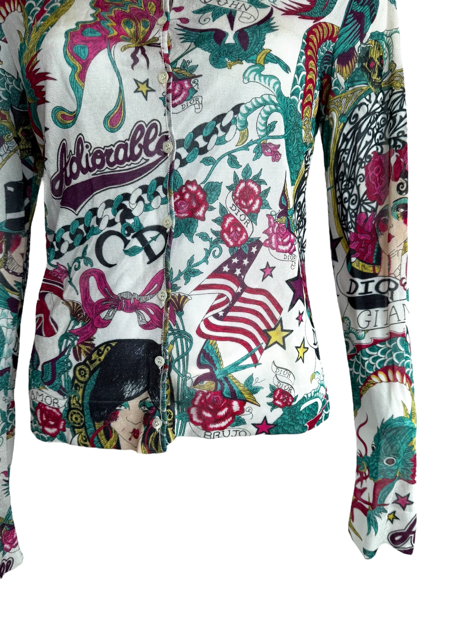 Christian Dior S/S 2004 Gispy Gitane Tattoo Cardigan
