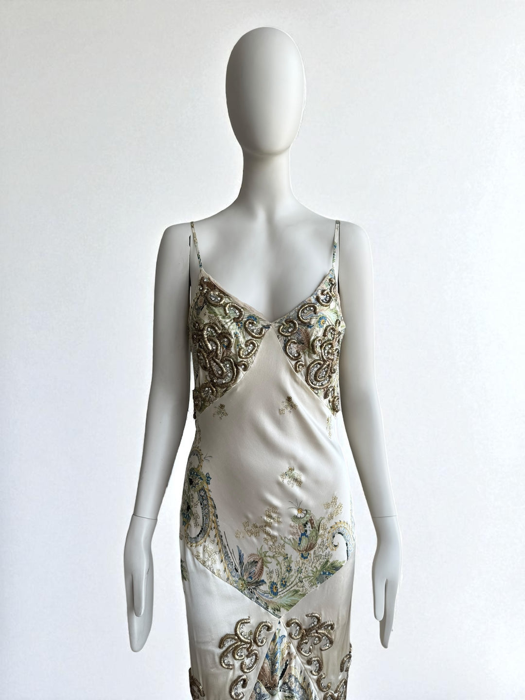 Roberto Cavalli 2004 Crystal-Embellished Silk Gown