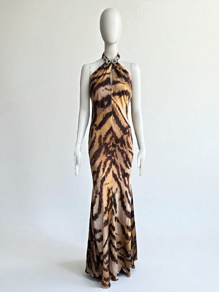 Roberto Cavalli 2007 Leopard Maxi Silk Gown