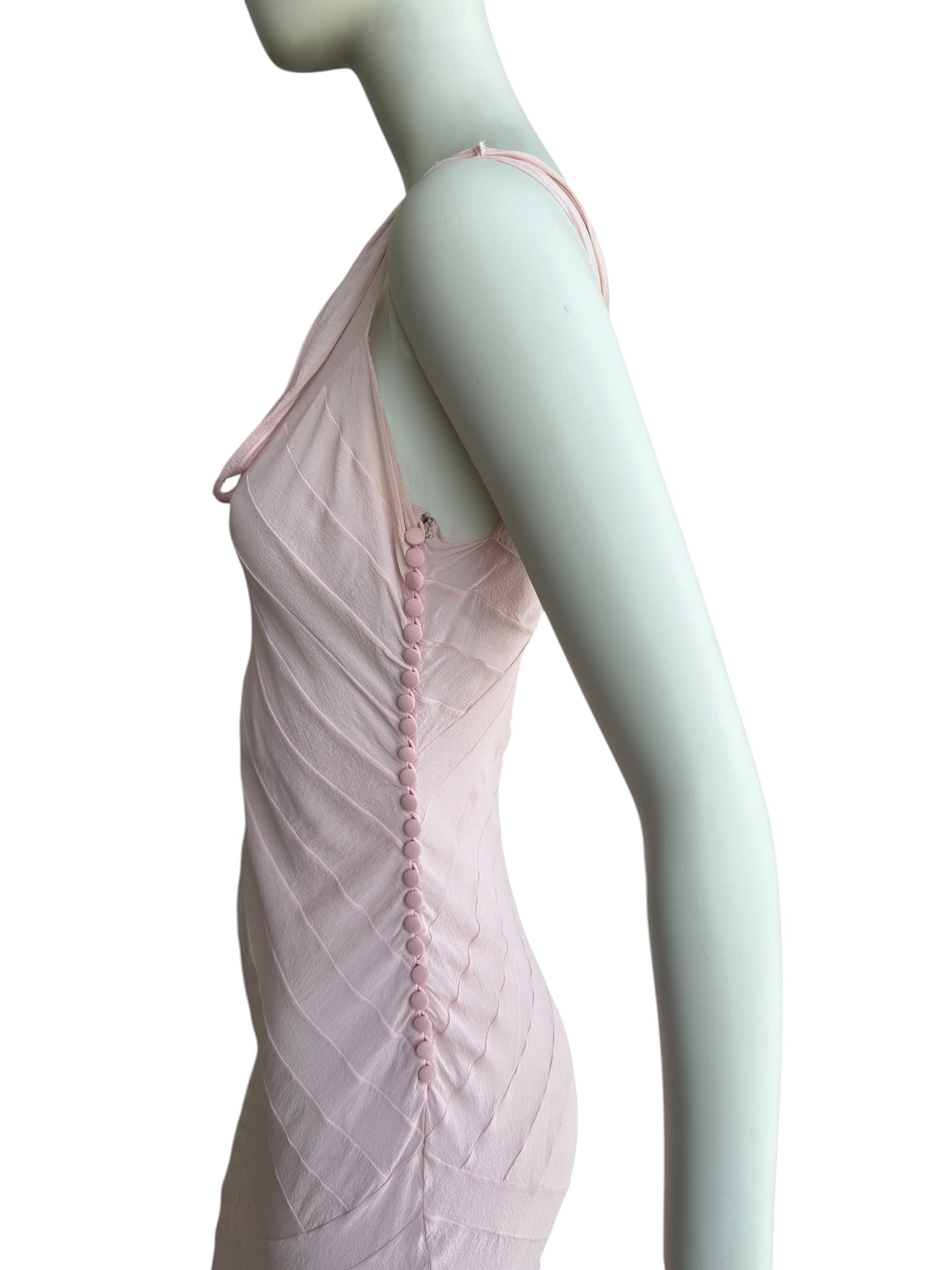 Bundle Christian Dior by John Galliano F/W 2004 Ruffle Silk Gown and Christian Dior By John Galliano F/W 2004 Pink Chiffon Bias Cut Gown