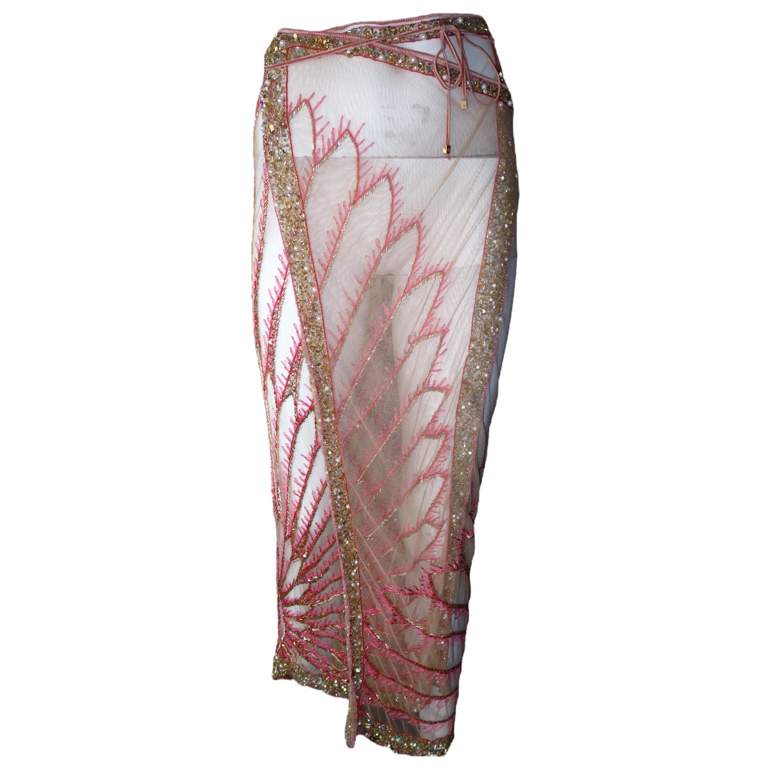 Roberto Cavalli S/S 2000 Beaded Embellished Wrap Skirt