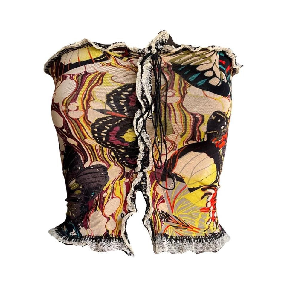 Jean Paul Gaultier S/S 2003 Butterfly Print Top