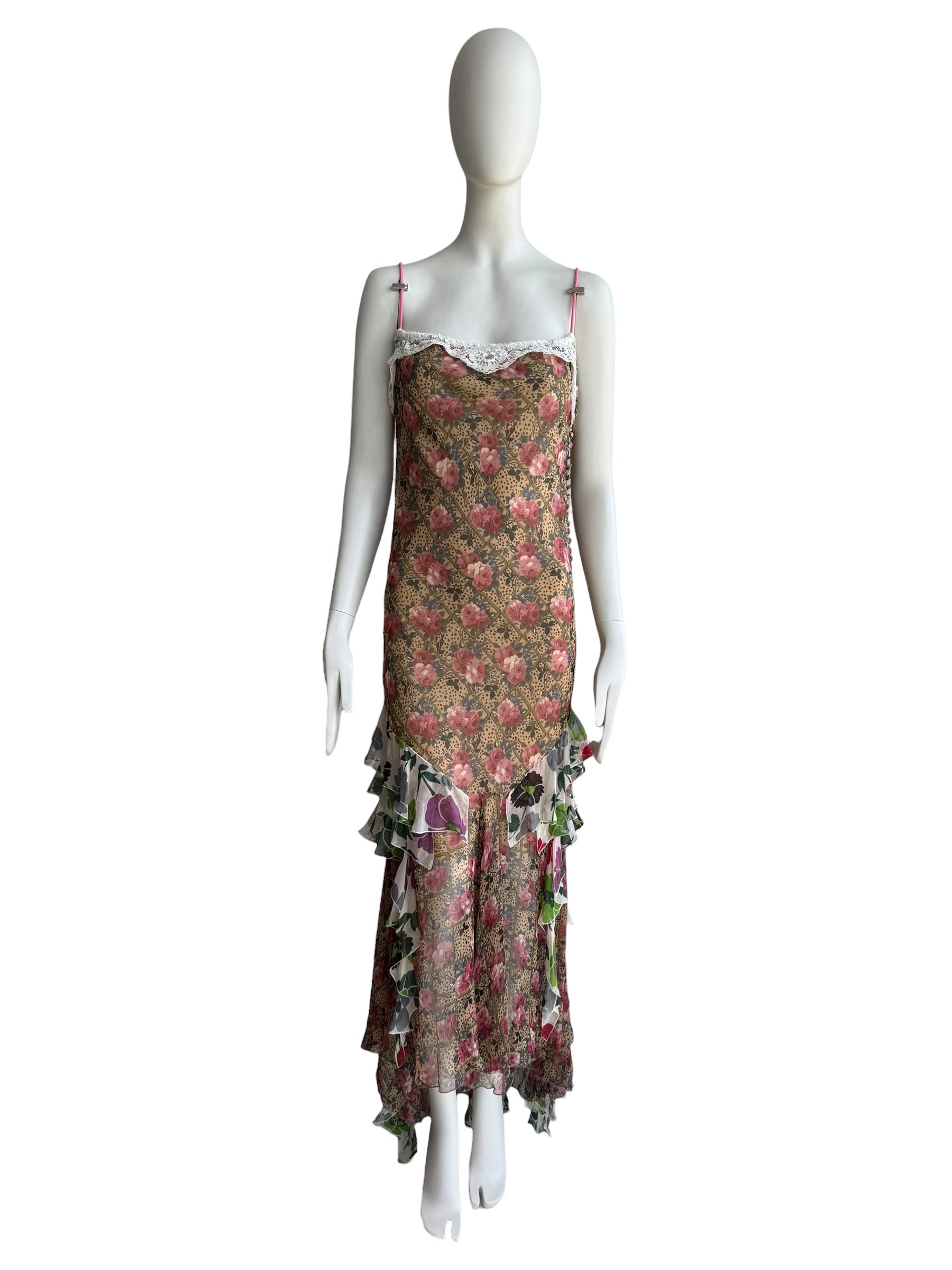 Christian Dior F/W 2001 Floral Silk Dress