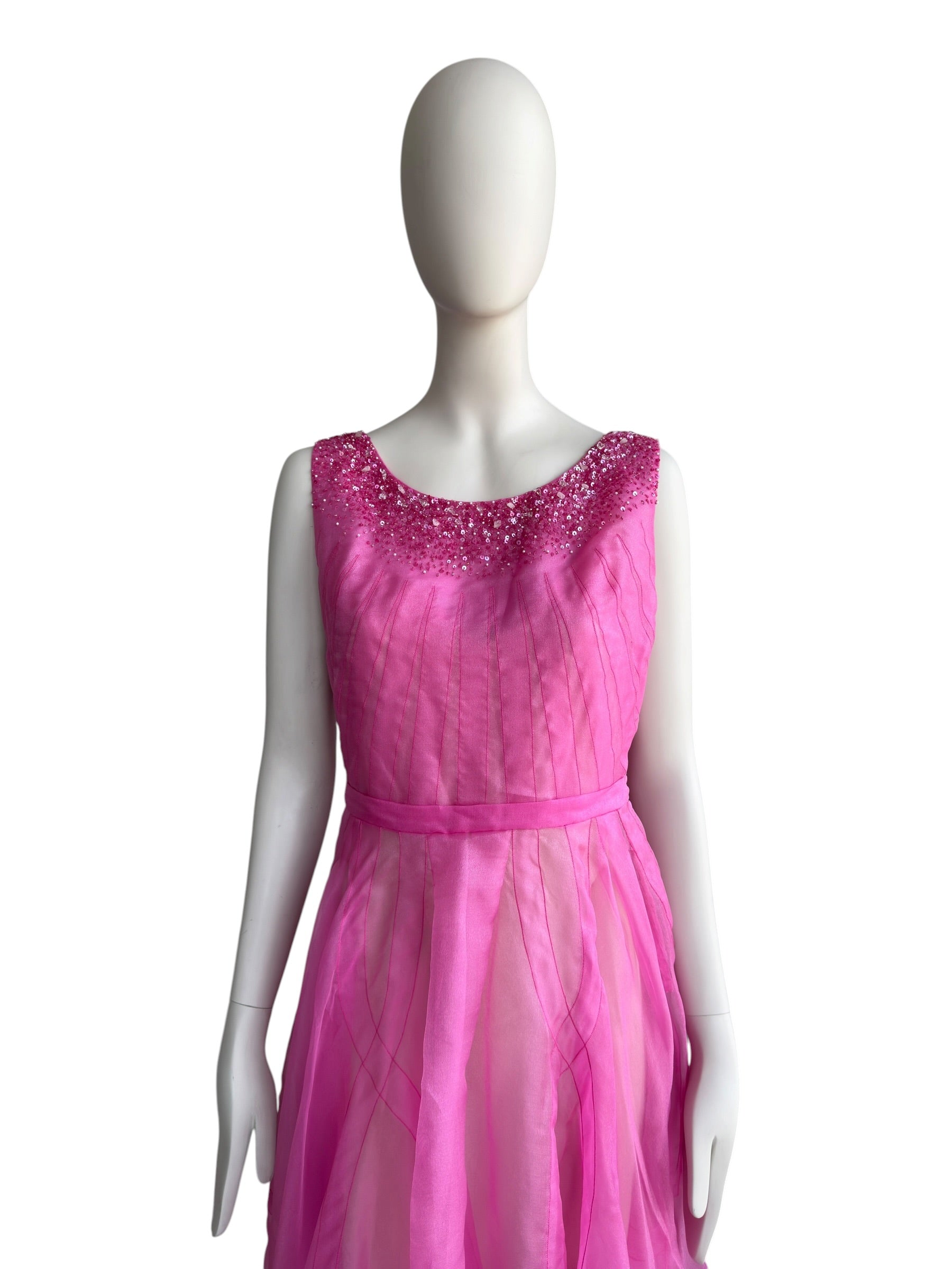 Christian Dior Pink Silk Beaded Mini Dress