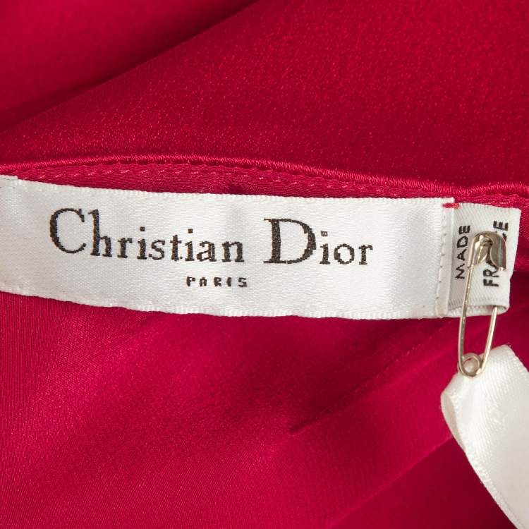 Christian Dior S/S 2008 Red Silk Satin One-Shoulder Midi Dress