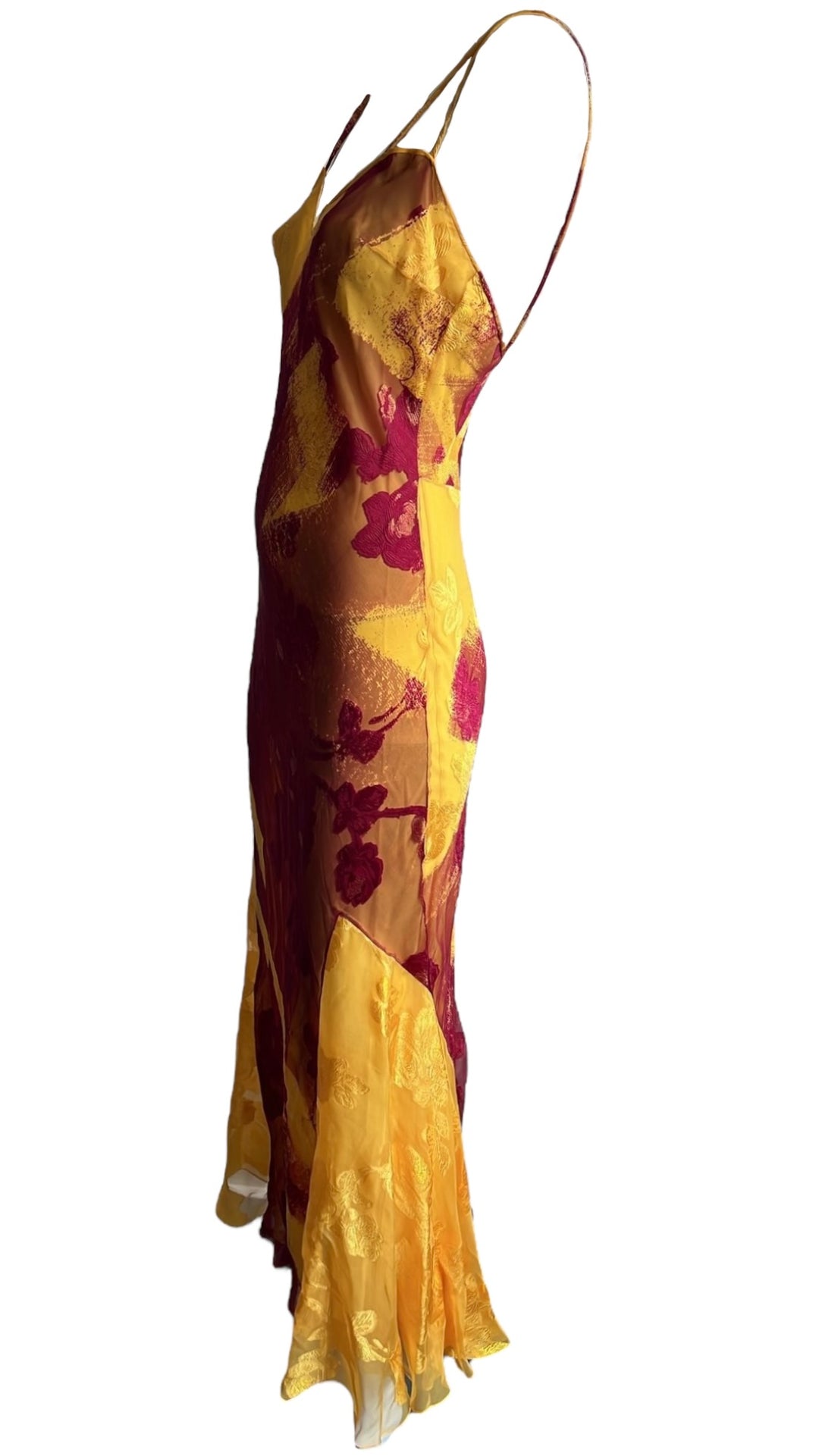 Christian Dior Spring 2001 Gold Sheer Silk Dress by John Galliano