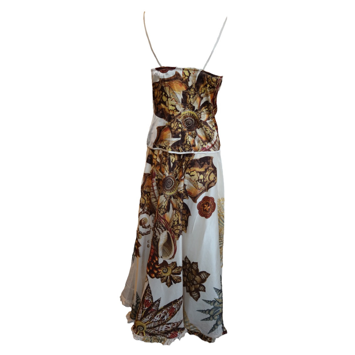 Roberto Cavalli S/S 2005 Silk Seashell Print Cream Set