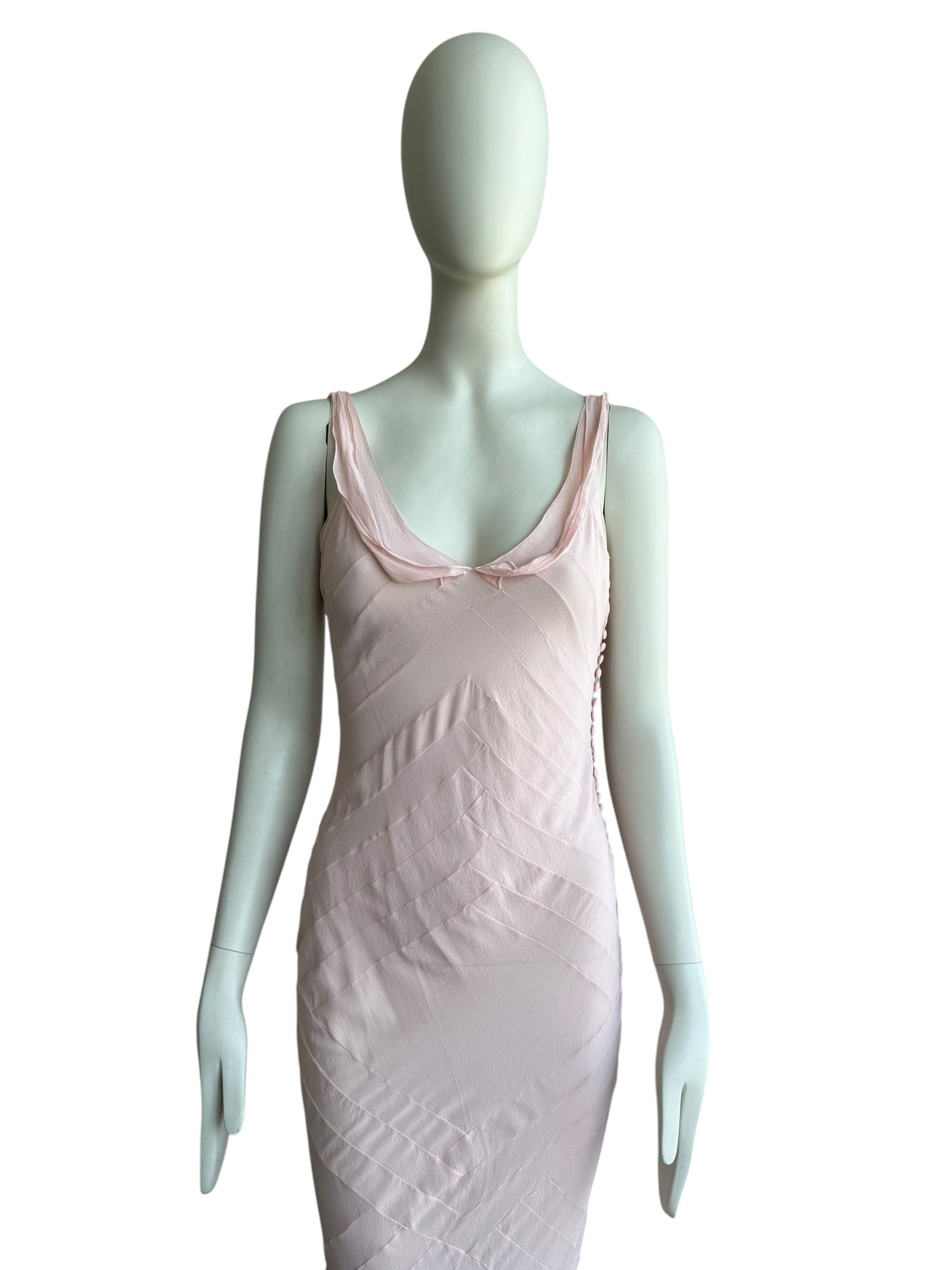 Bundle Christian Dior by John Galliano F/W 2004 Ruffle Silk Gown and Christian Dior By John Galliano F/W 2004 Pink Chiffon Bias Cut Gown