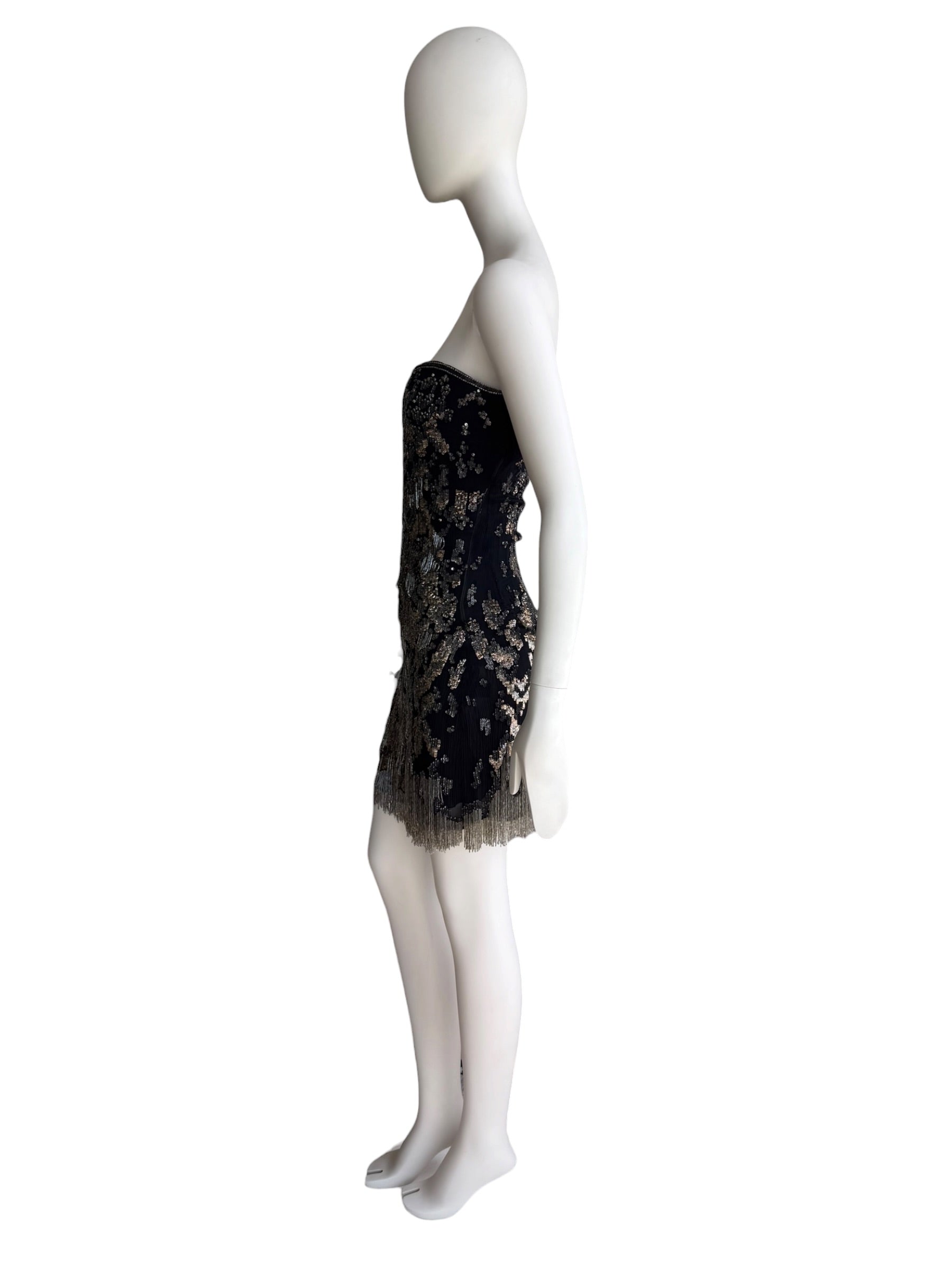 Roberto Cavalli Vintage Embellished Strapless Mini Dress
